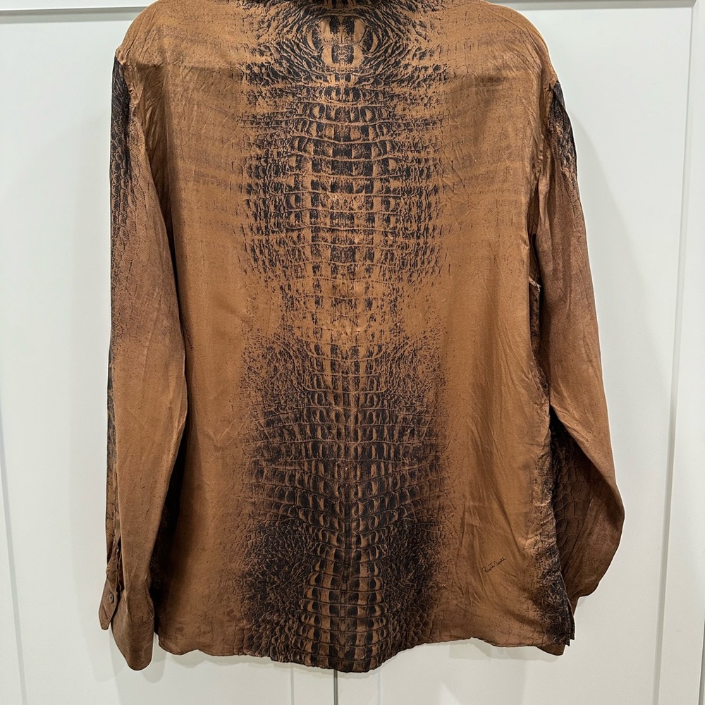 Roberto Cavalli 100%Silk Men’s M crocodile print button up shirt vintage 2003